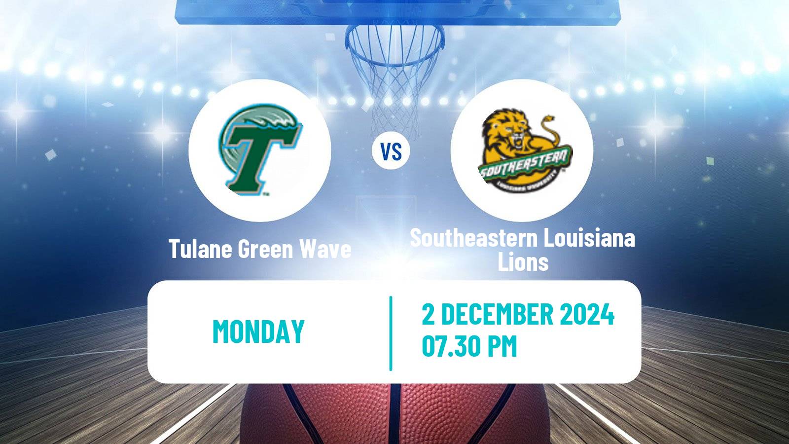 Basketball NCAA College Basketball Tulane Green Wave - Southeastern Louisiana Lions