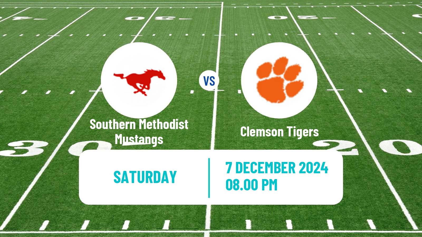 American football NCAA College Football Southern Methodist Mustangs - Clemson Tigers