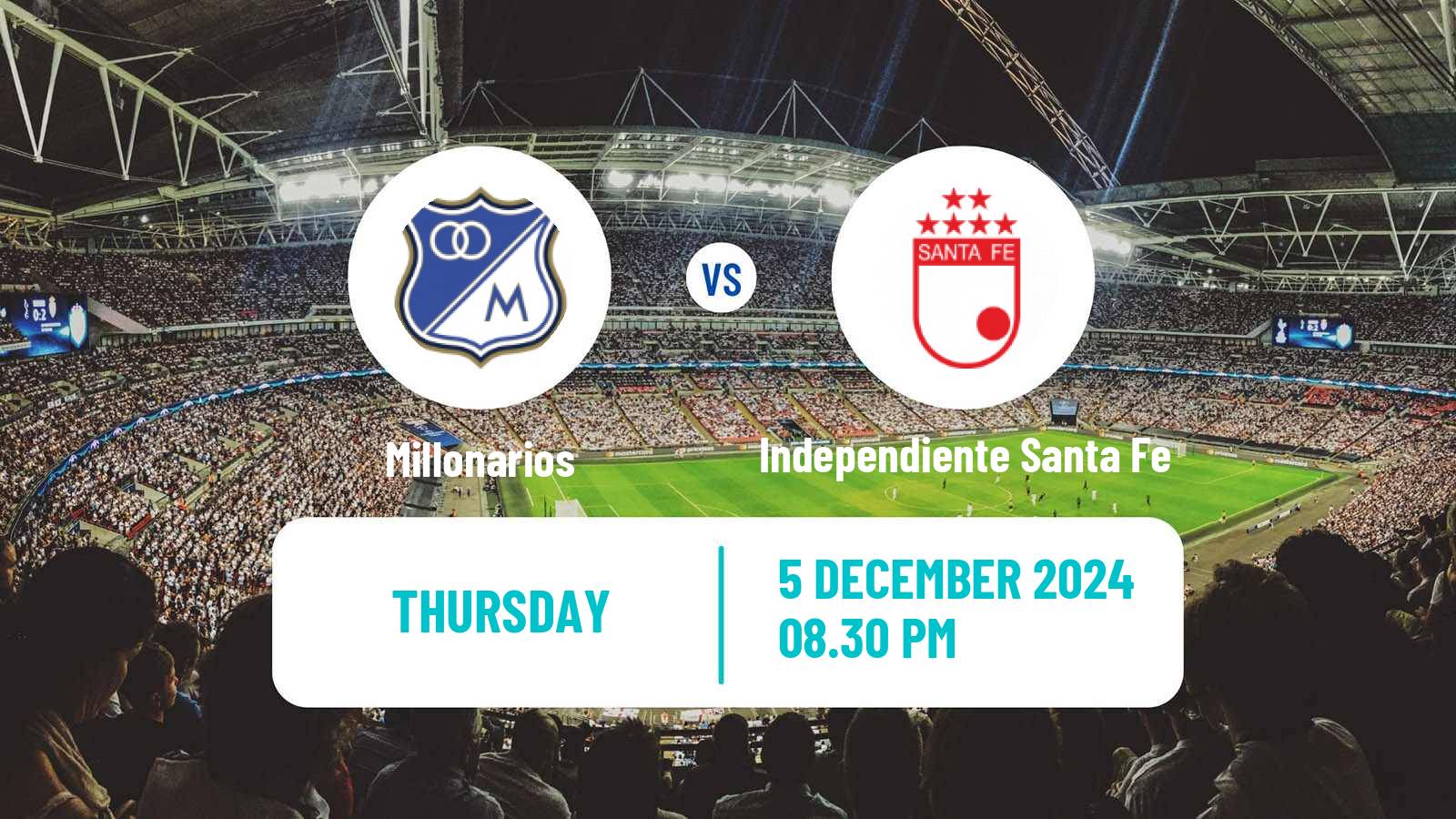 Soccer Colombian Primera A Millonarios - Independiente Santa Fe