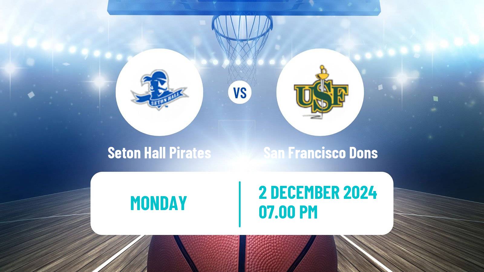 Basketball NCAA College Basketball Women Seton Hall Pirates - San Francisco Dons