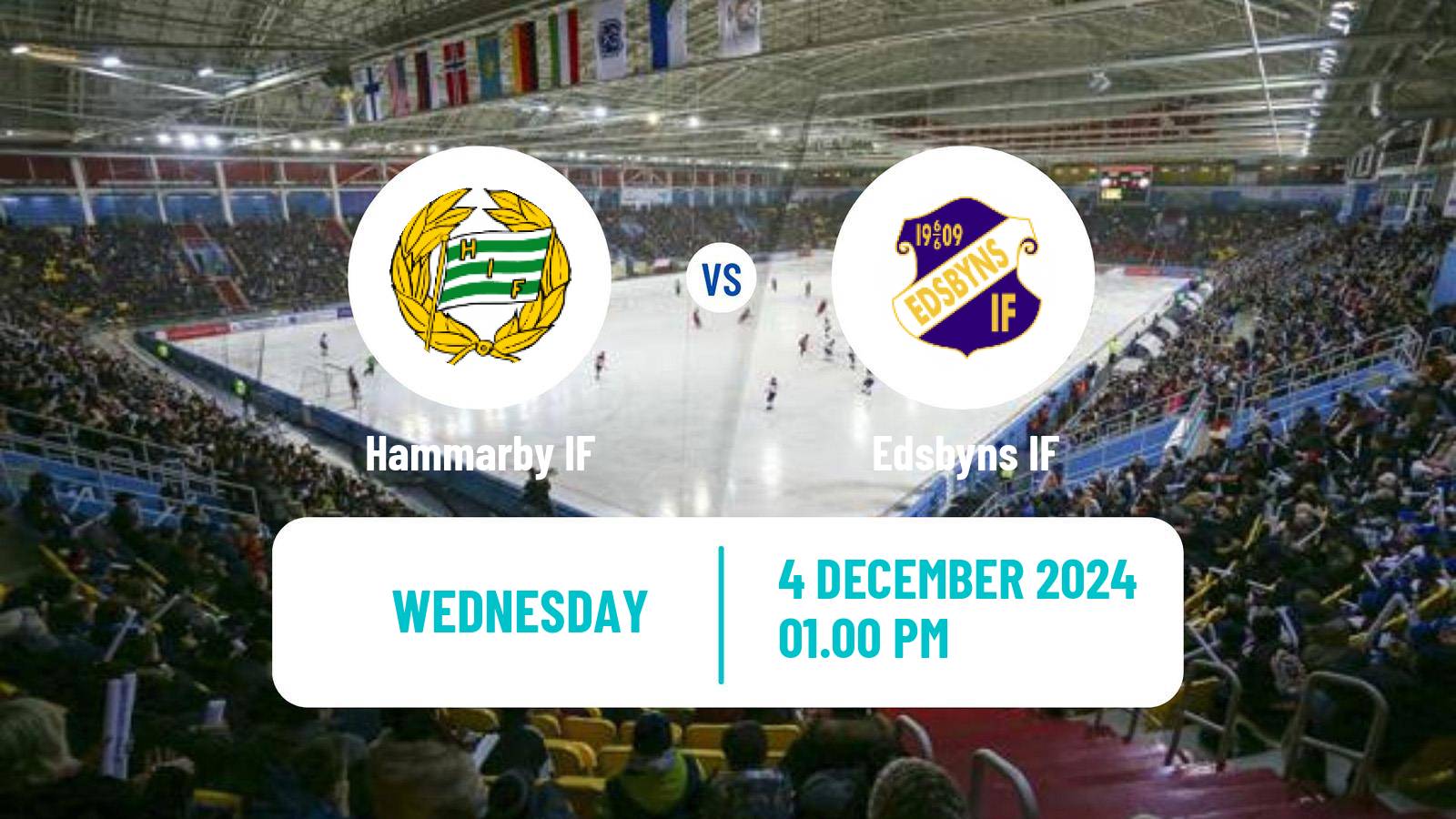 Bandy Swedish Elitserien Bandy Hammarby IF - Edsbyns IF