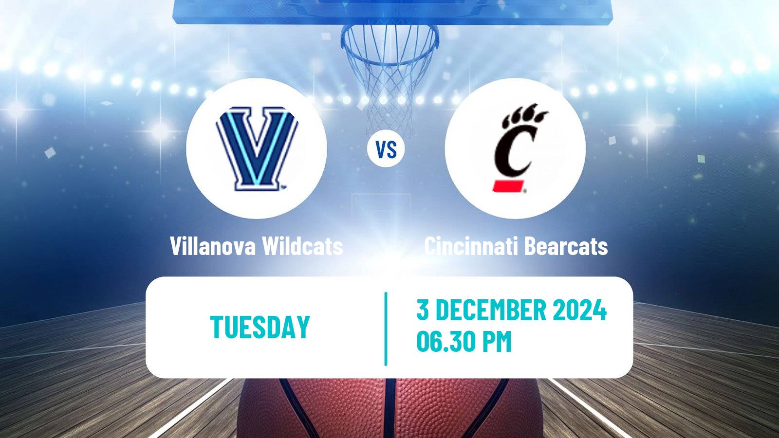 Basketball NCAA College Basketball Villanova Wildcats - Cincinnati Bearcats