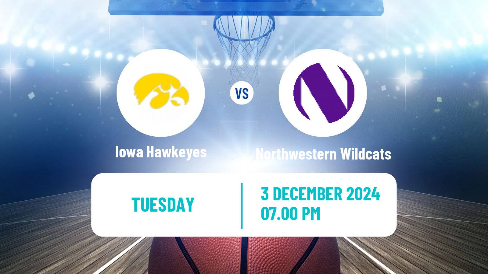 Basketball NCAA College Basketball Iowa Hawkeyes - Northwestern Wildcats