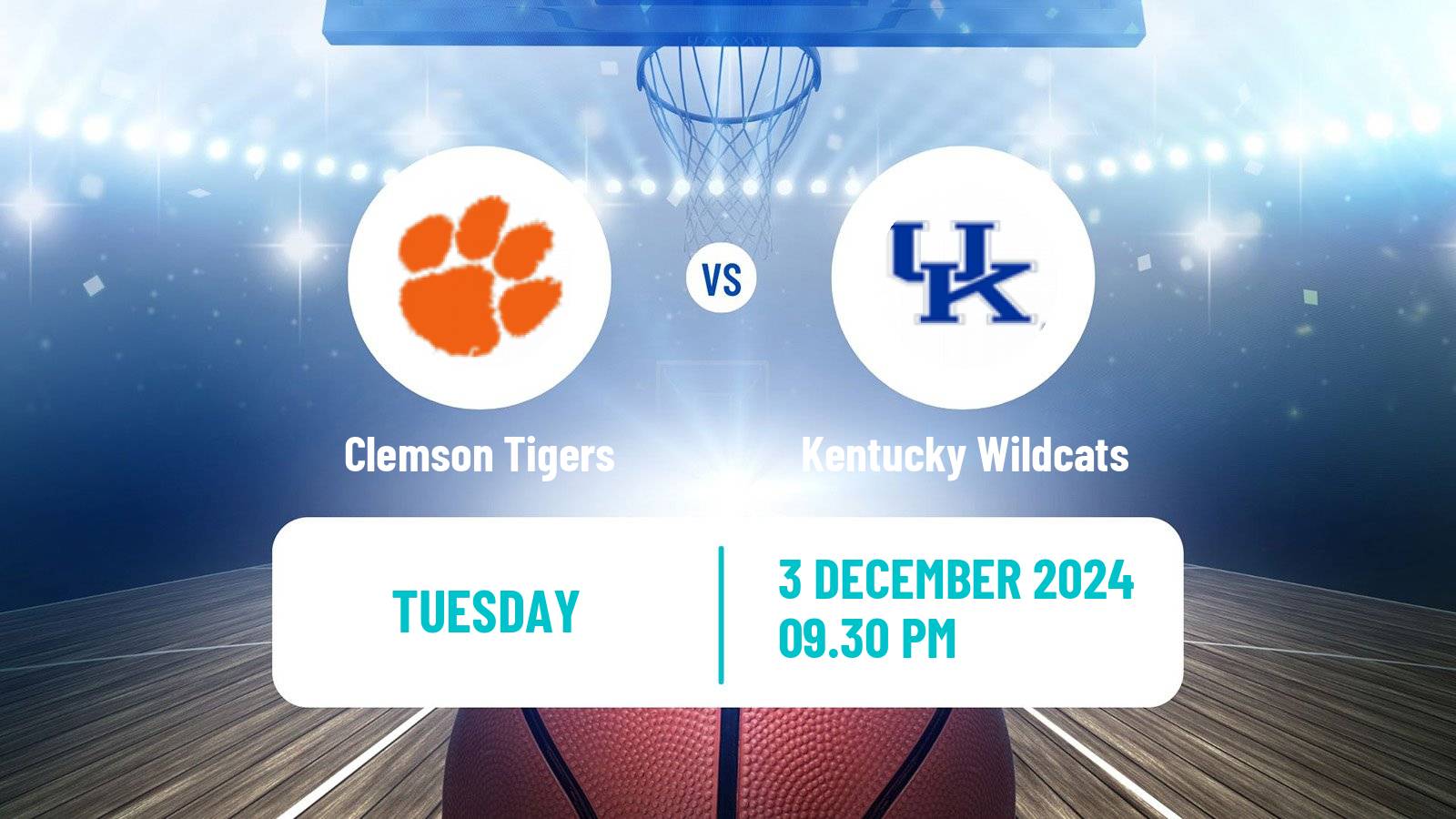 Basketball NCAA College Basketball Clemson Tigers - Kentucky Wildcats