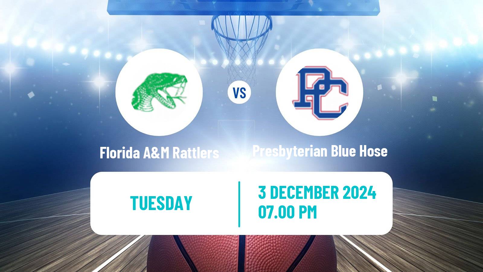 Basketball NCAA College Basketball Florida A&M Rattlers - Presbyterian Blue Hose