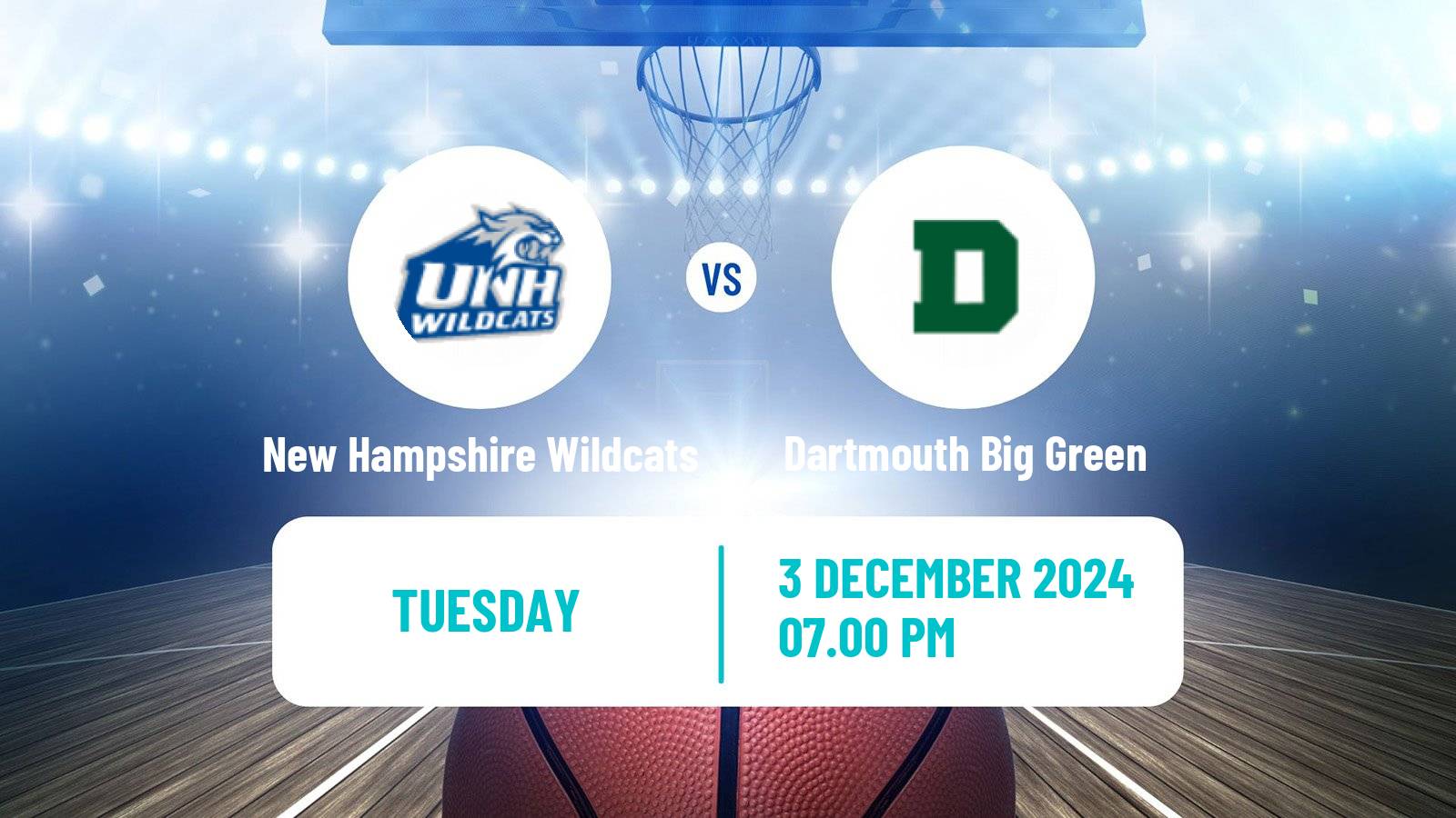 Basketball NCAA College Basketball New Hampshire Wildcats - Dartmouth Big Green