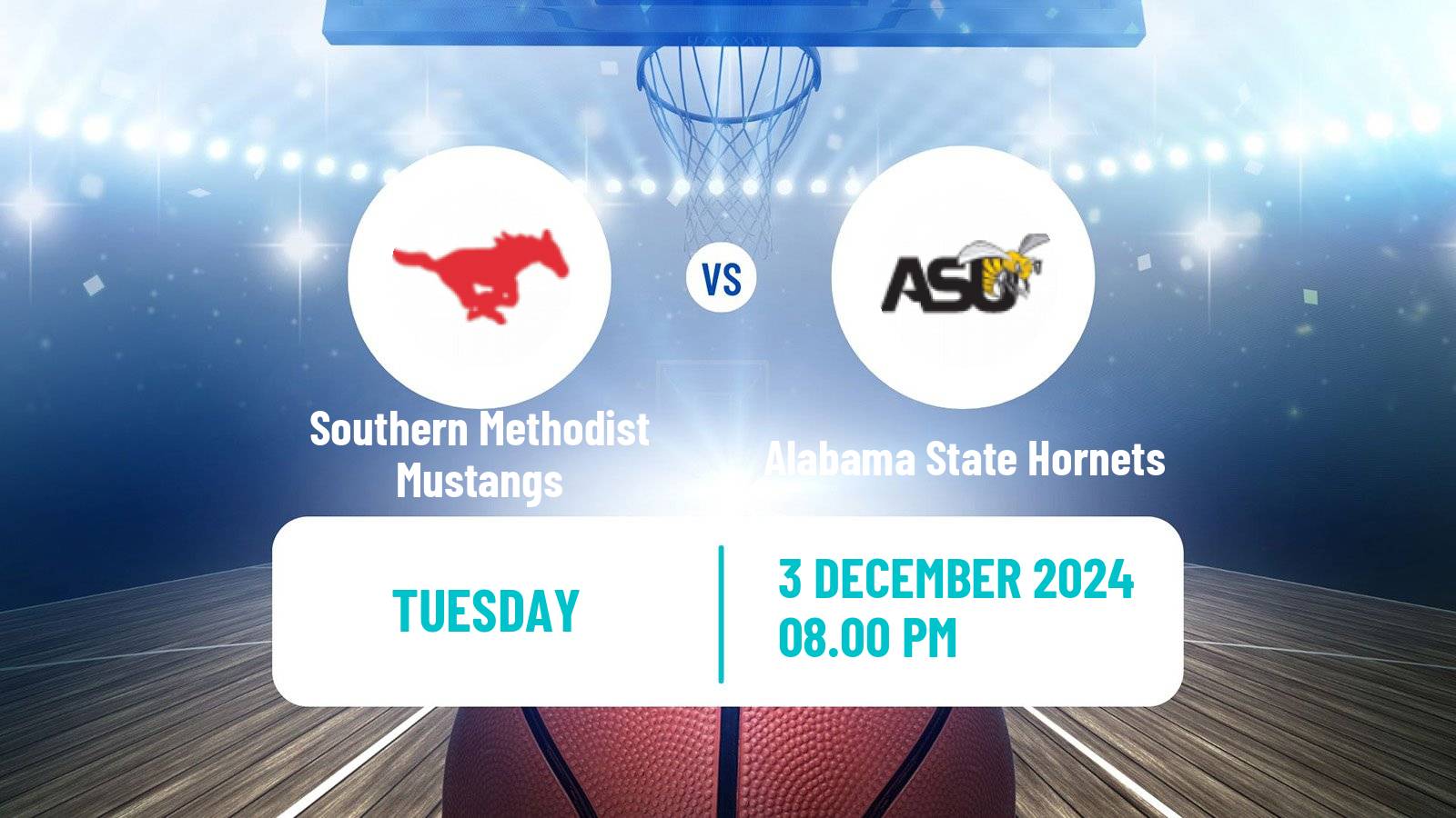 Basketball NCAA College Basketball Southern Methodist Mustangs - Alabama State Hornets