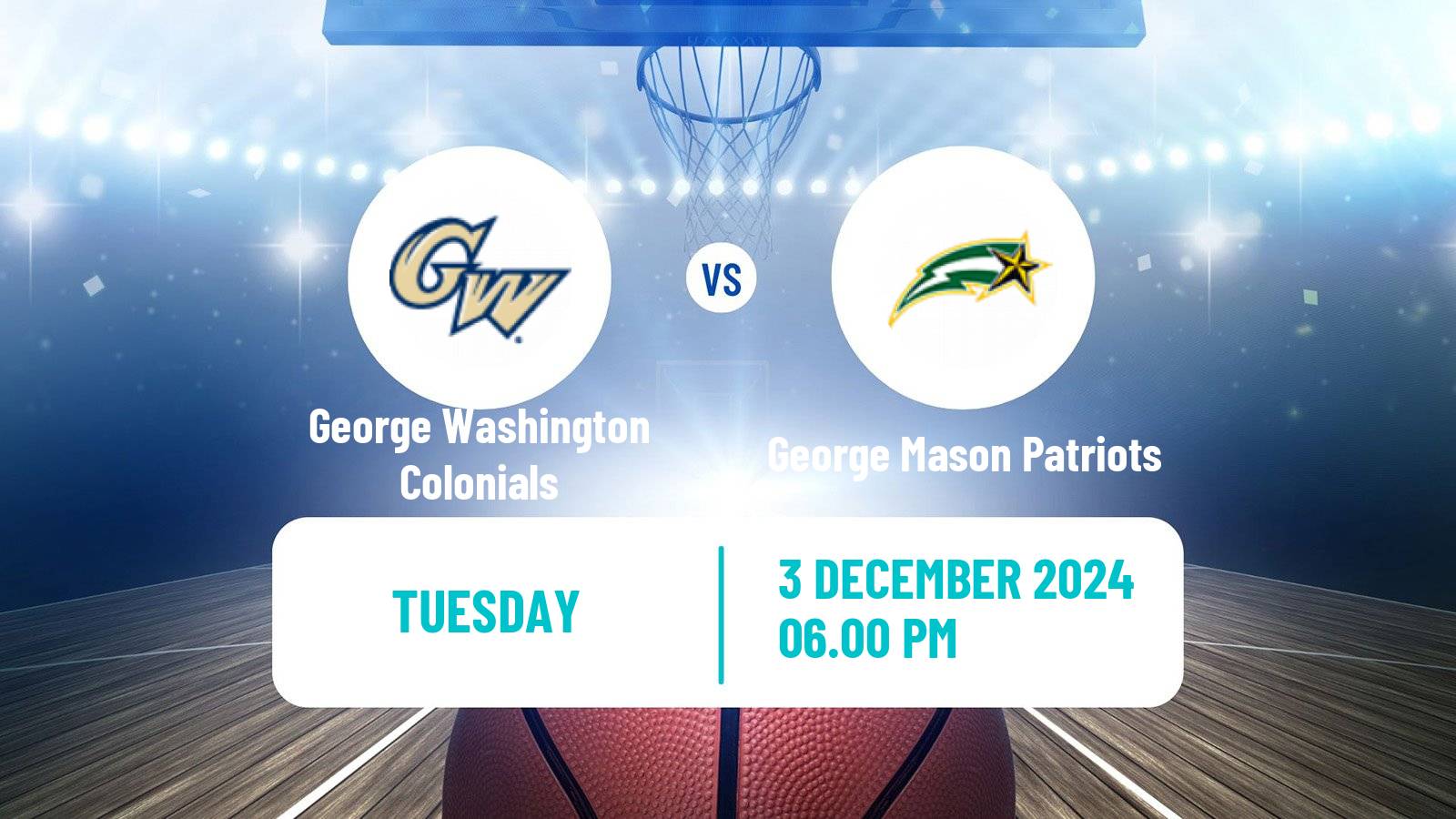 Basketball NCAA College Basketball Women George Washington Colonials - George Mason Patriots