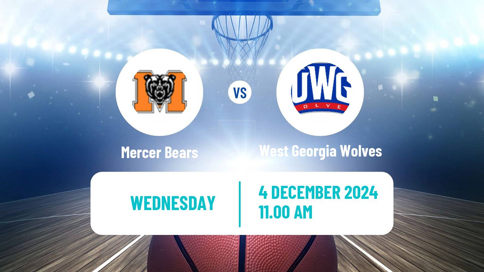 Basketball NCAA College Basketball Mercer Bears - West Georgia Wolves