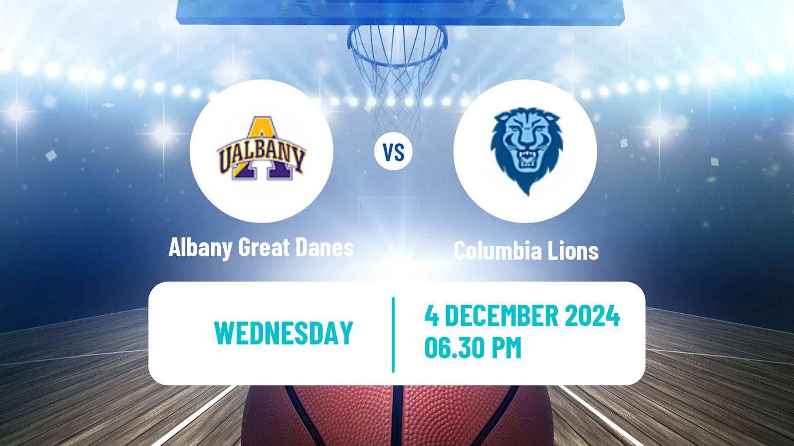 Basketball NCAA College Basketball Albany Great Danes - Columbia Lions