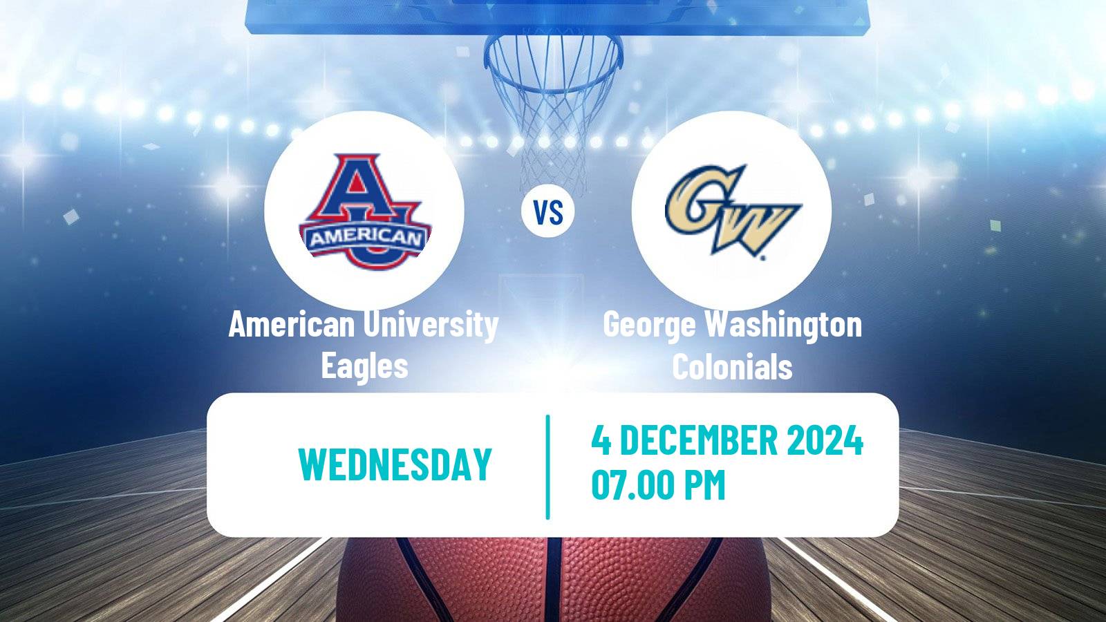 Basketball NCAA College Basketball American University Eagles - George Washington Colonials