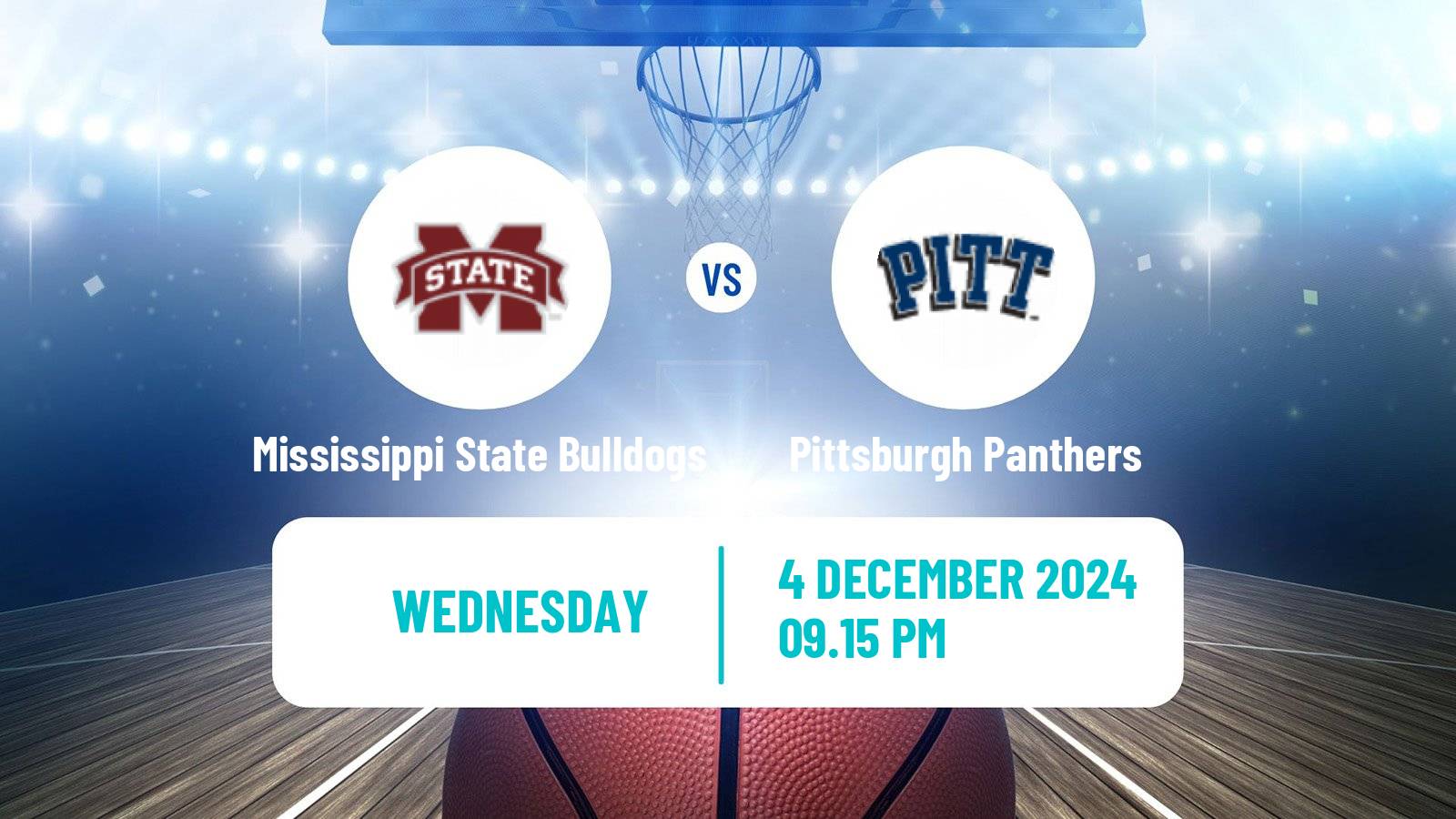 Basketball NCAA College Basketball Mississippi State Bulldogs - Pittsburgh Panthers