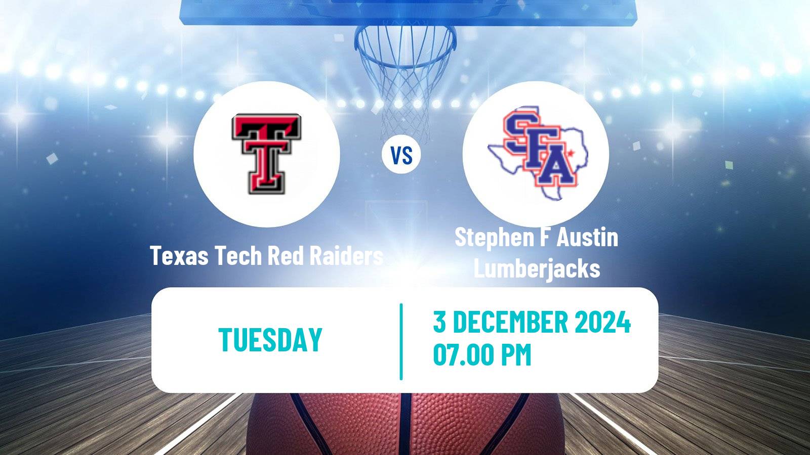 Basketball NCAA College Basketball Women Texas Tech Red Raiders - Stephen F Austin Lumberjacks