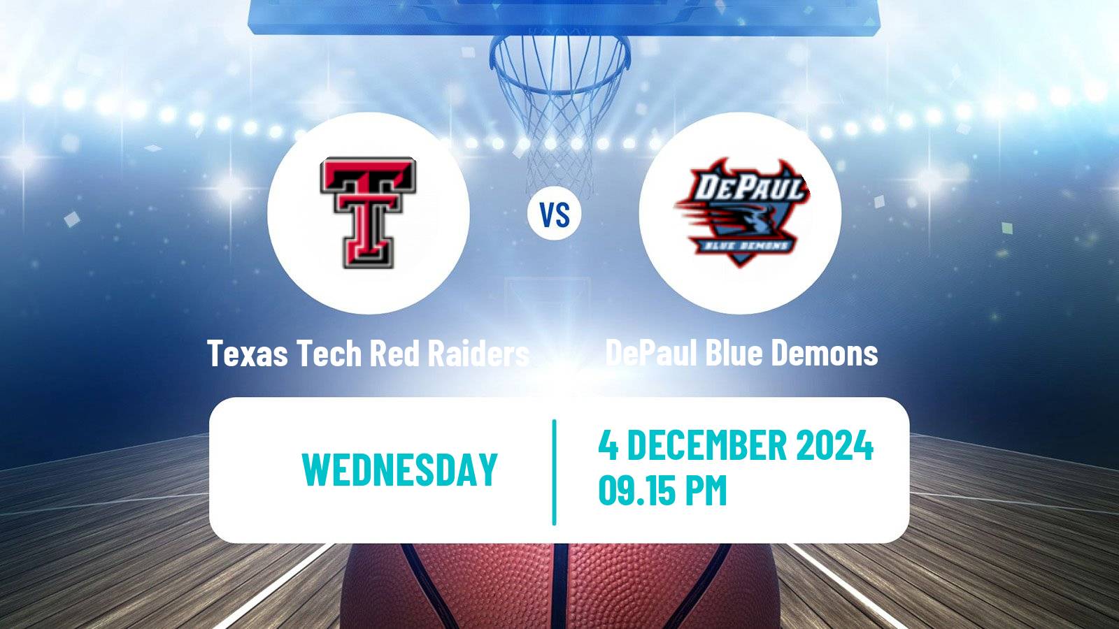 Basketball NCAA College Basketball Texas Tech Red Raiders - DePaul Blue Demons