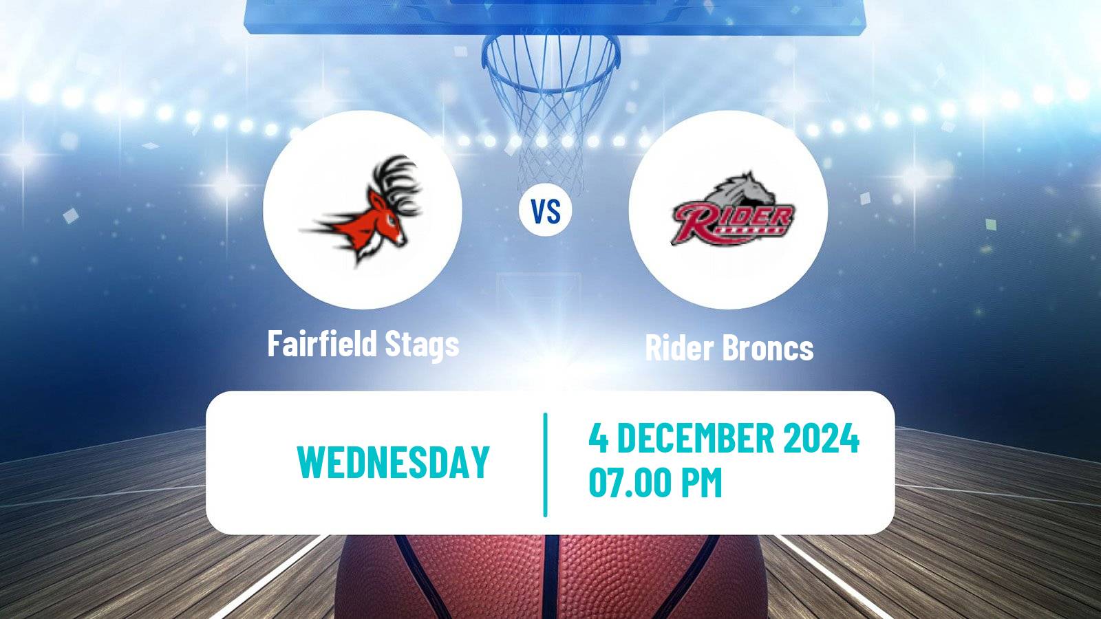 Basketball NCAA College Basketball Fairfield Stags - Rider Broncs