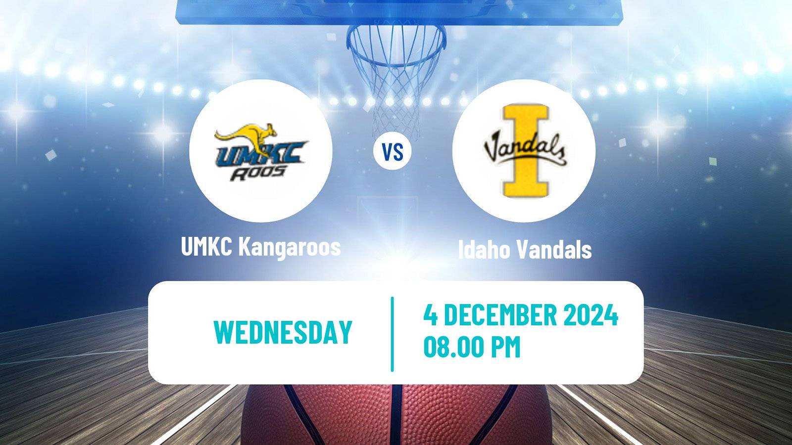 Basketball NCAA College Basketball UMKC Kangaroos - Idaho Vandals