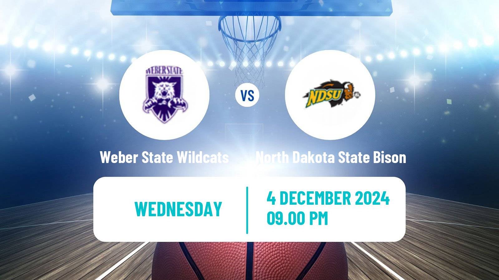 Basketball NCAA College Basketball Weber State Wildcats - North Dakota State Bison