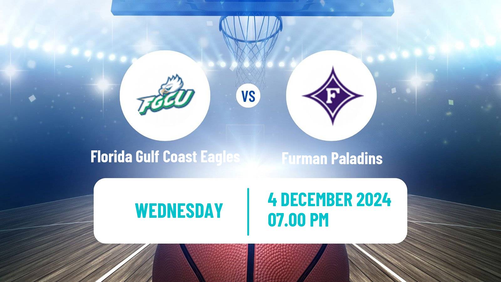 Basketball NCAA College Basketball Florida Gulf Coast Eagles - Furman Paladins