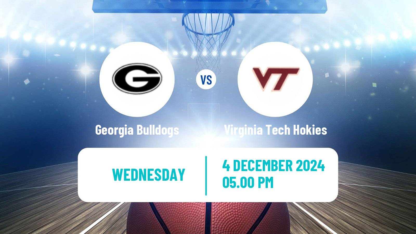 Basketball NCAA College Basketball Women Georgia Bulldogs - Virginia Tech Hokies