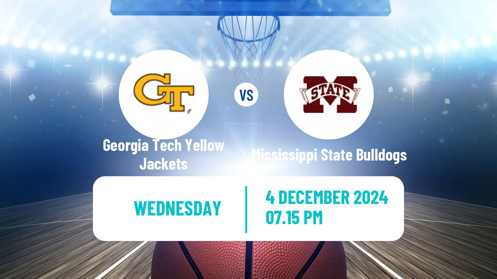 Basketball NCAA College Basketball Women Georgia Tech Yellow Jackets - Mississippi State Bulldogs