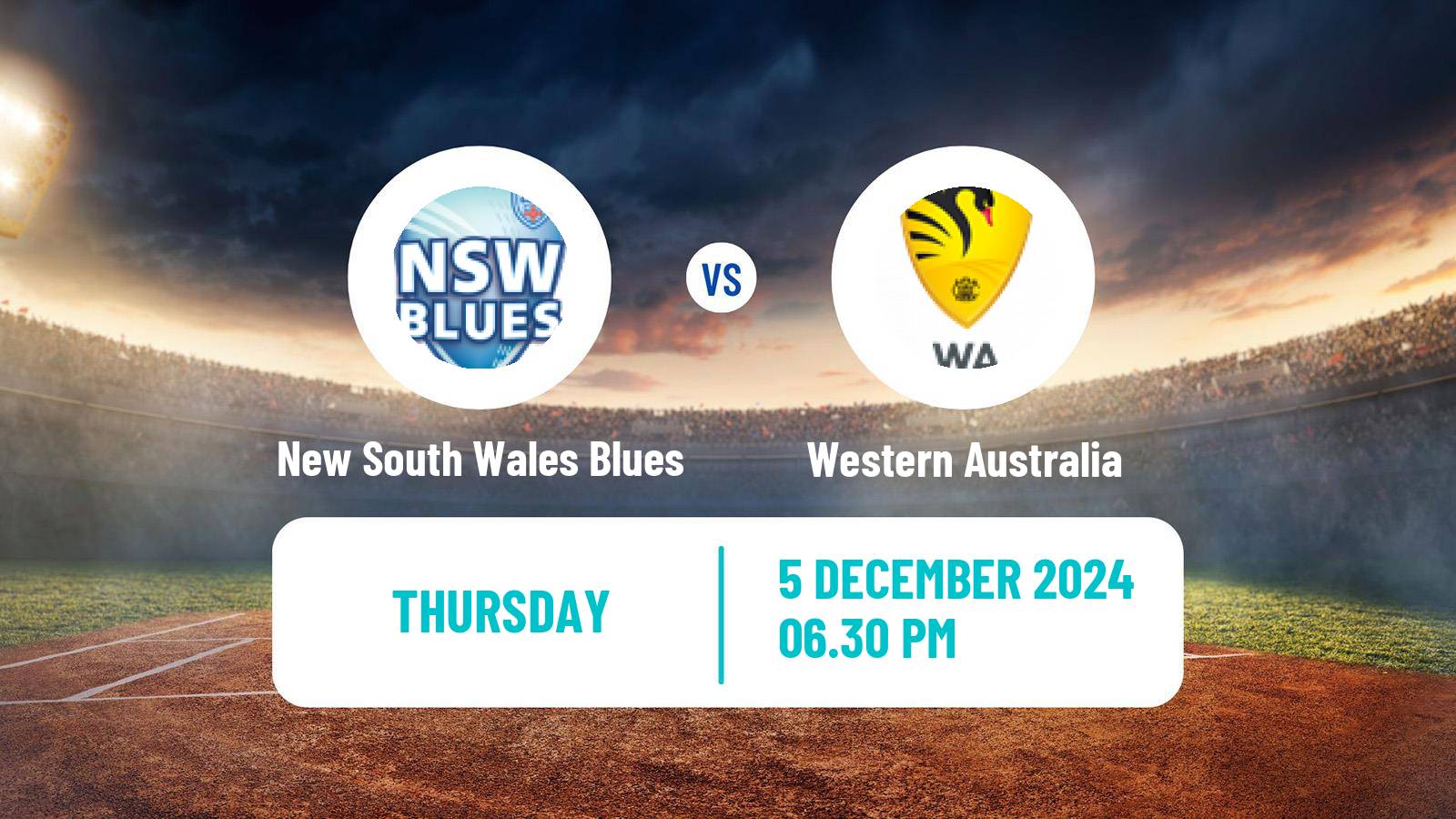 Cricket Australian Sheffield Shield New South Wales Blues - Western Australia