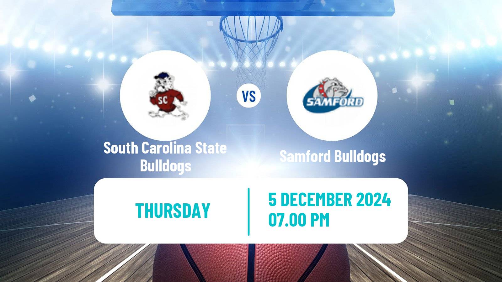 Basketball NCAA College Basketball South Carolina State Bulldogs - Samford Bulldogs