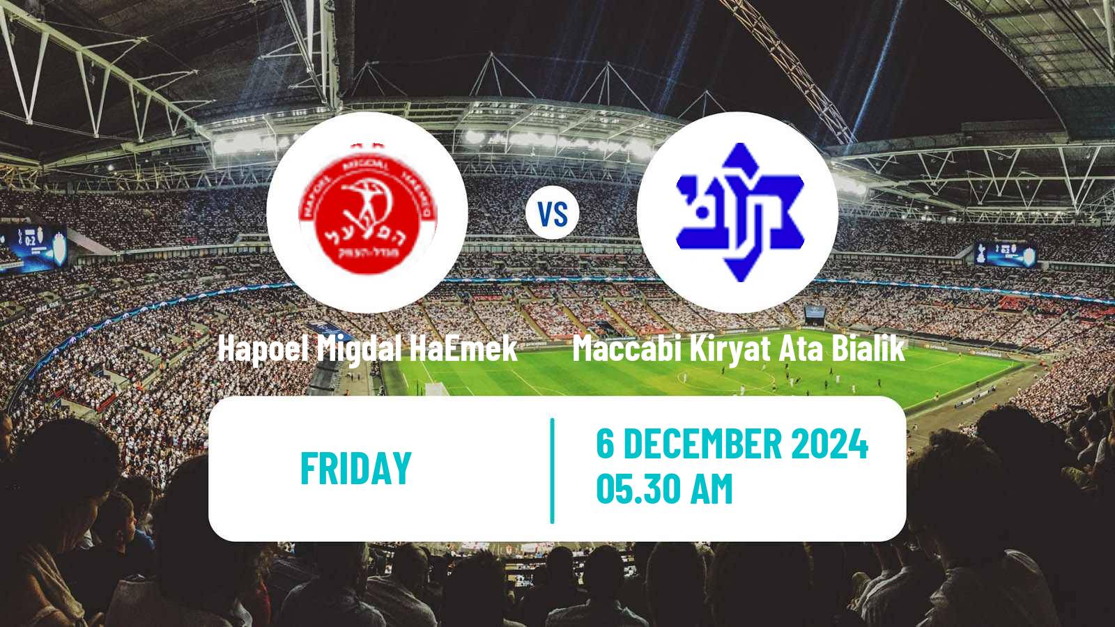 Soccer Israeli Liga Alef North Hapoel Migdal HaEmek - Maccabi Kiryat Ata Bialik