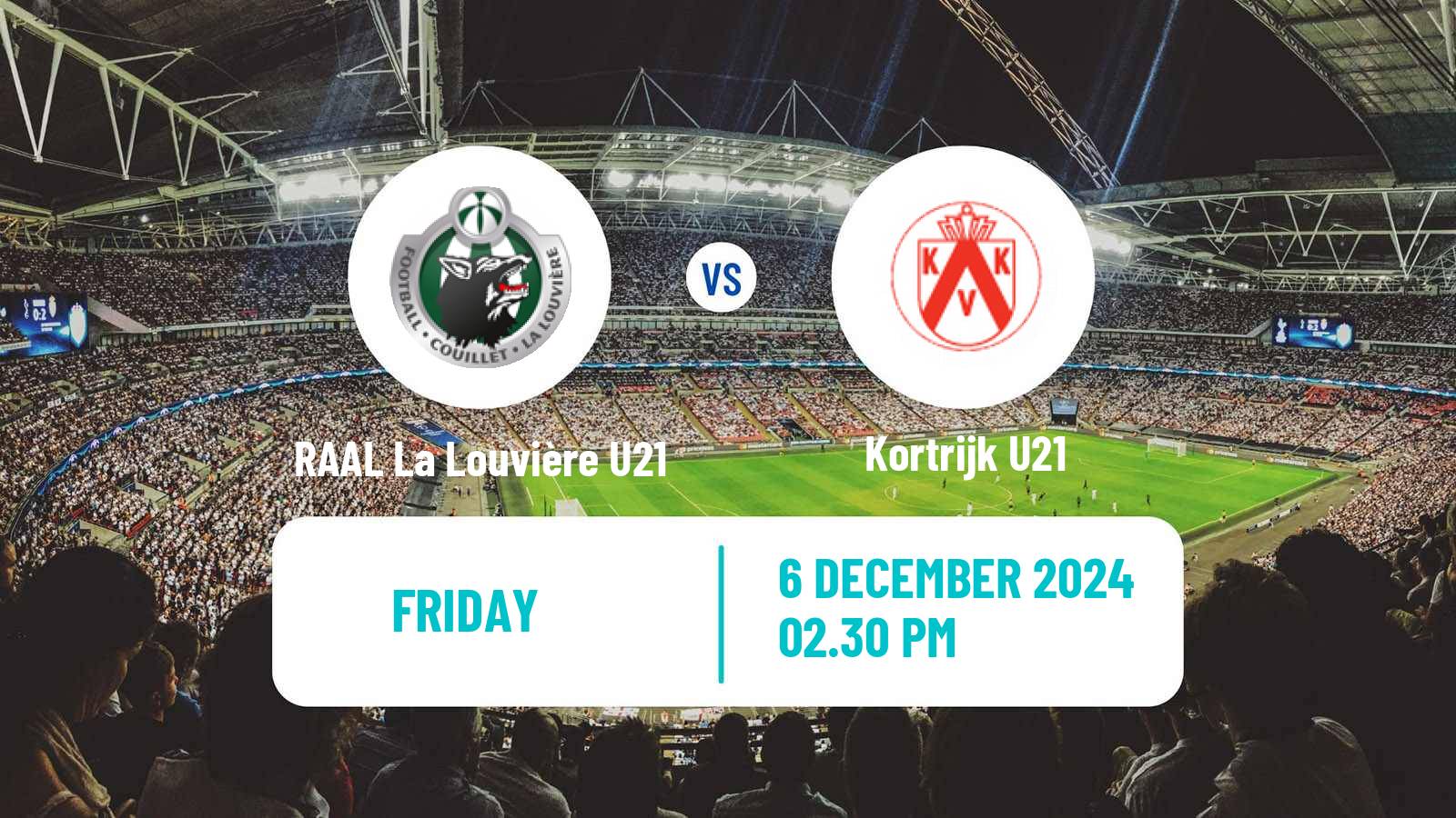 Soccer Belgian Pro League U21 RAAL La Louvière U21 - Kortrijk U21