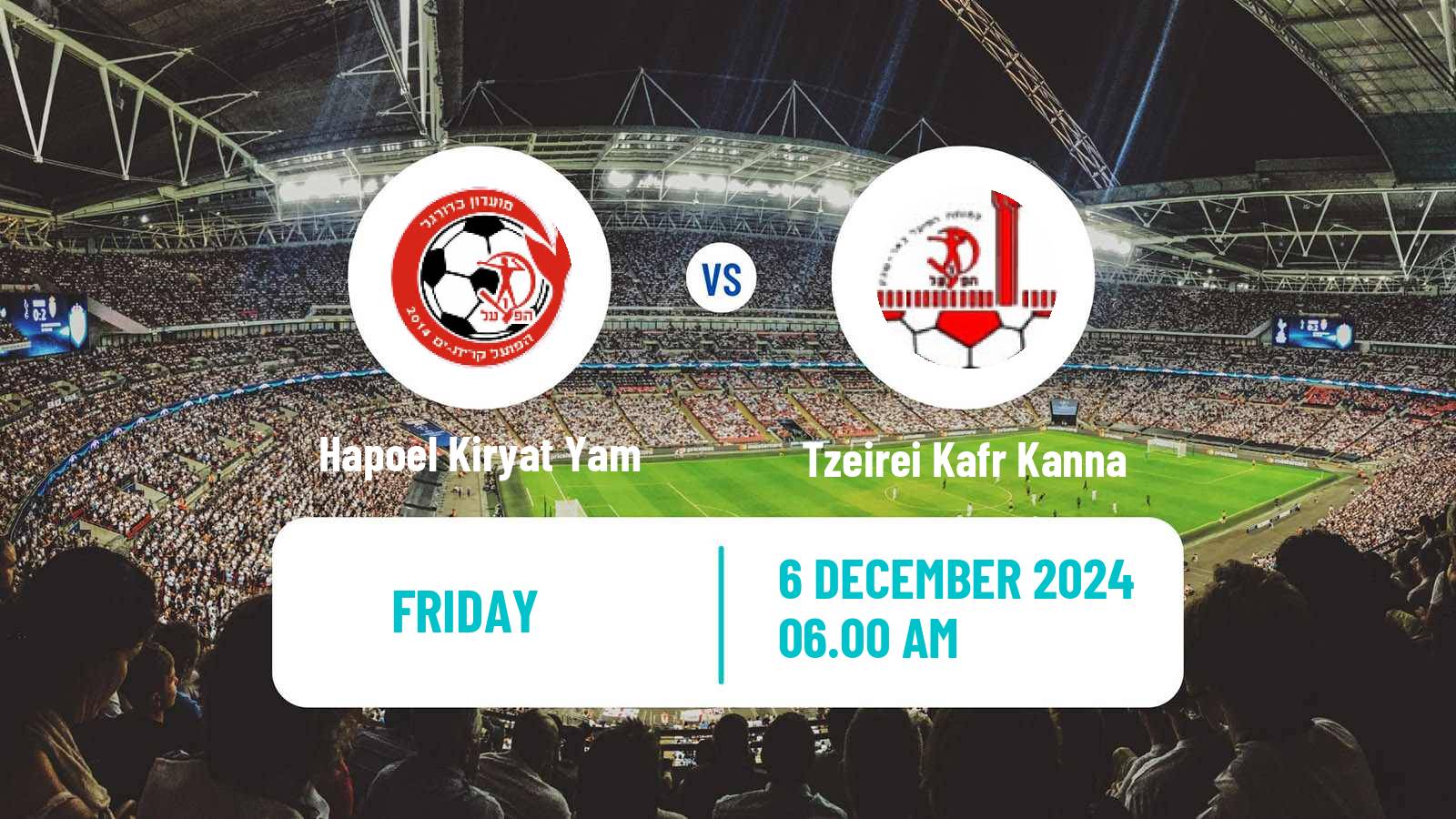 Soccer Israeli Liga Alef North Hapoel Kiryat Yam - Tzeirei Kafr Kanna