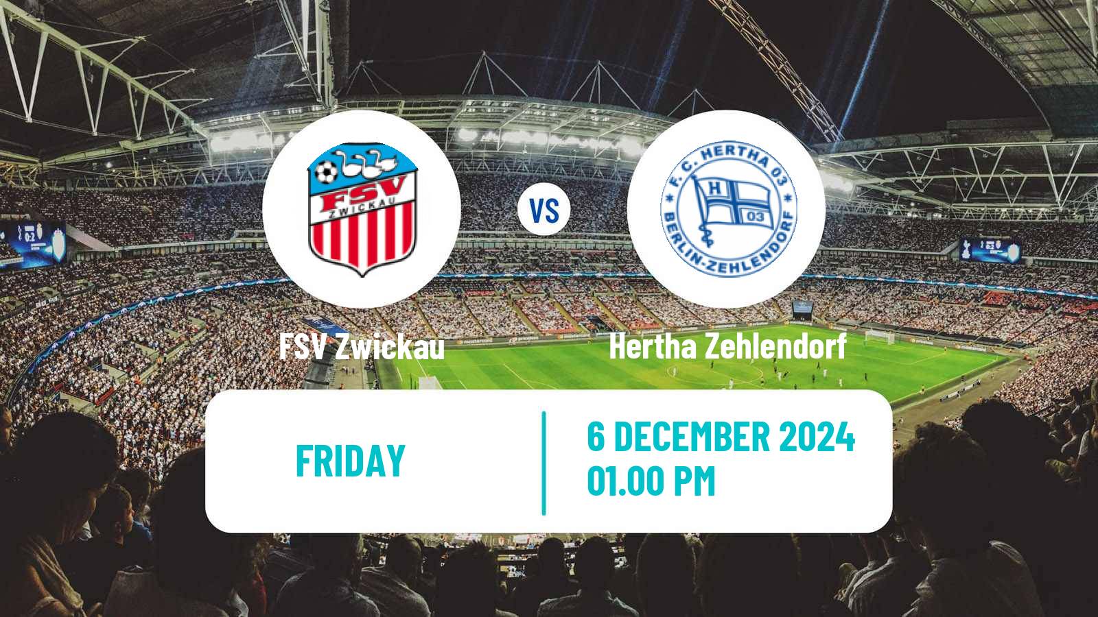 Soccer German Regionalliga Nordost Zwickau - Hertha Zehlendorf