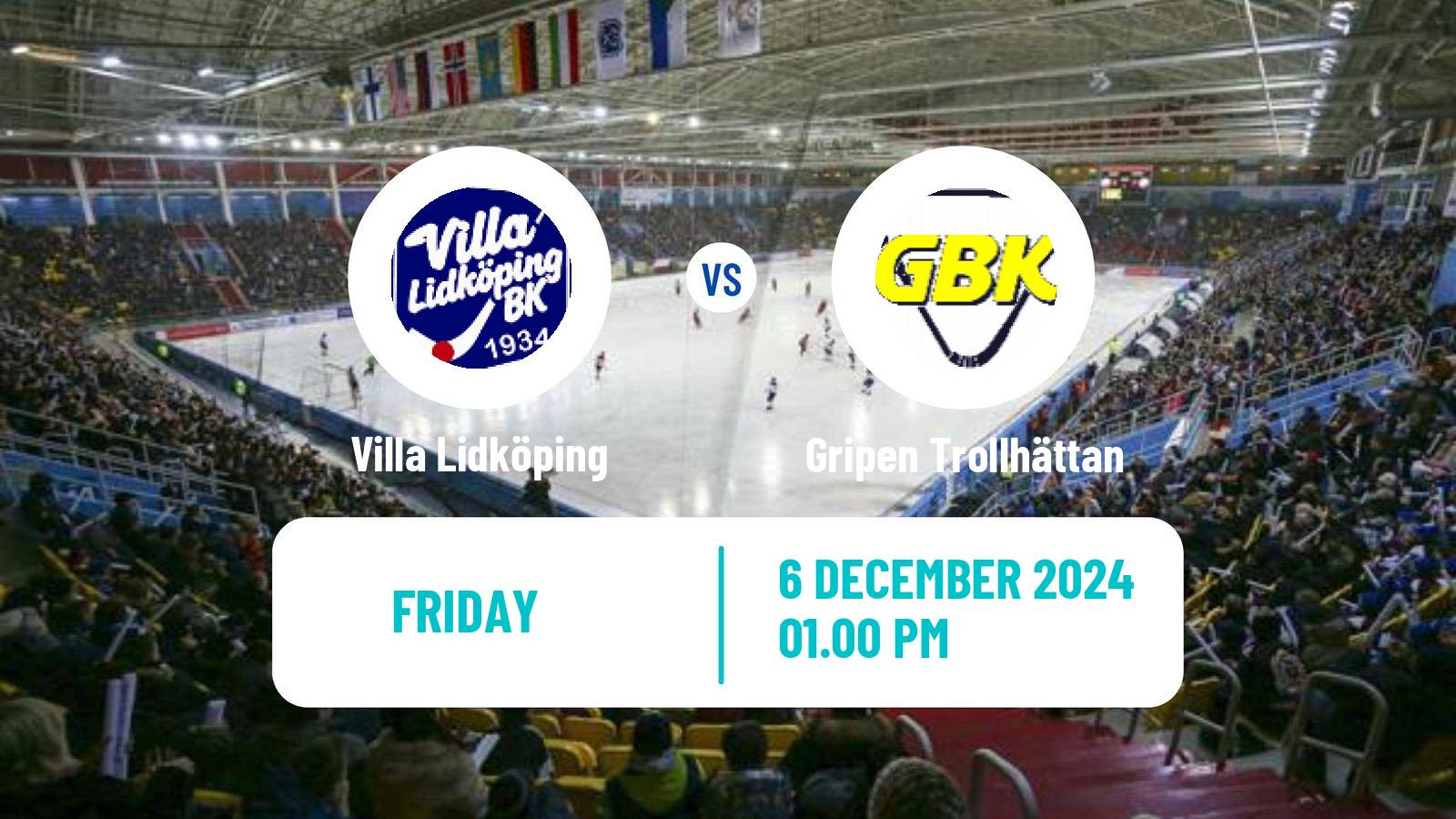 Bandy Swedish Elitserien Bandy Villa Lidköping - Gripen Trollhättan