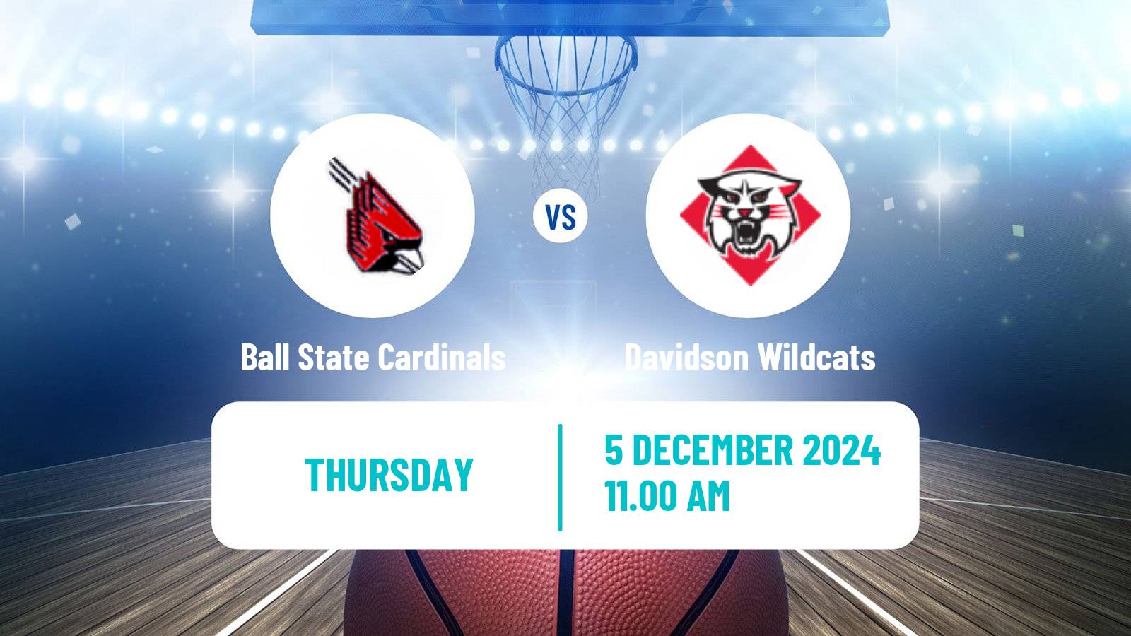 Basketball NCAA College Basketball Women Ball State Cardinals - Davidson Wildcats