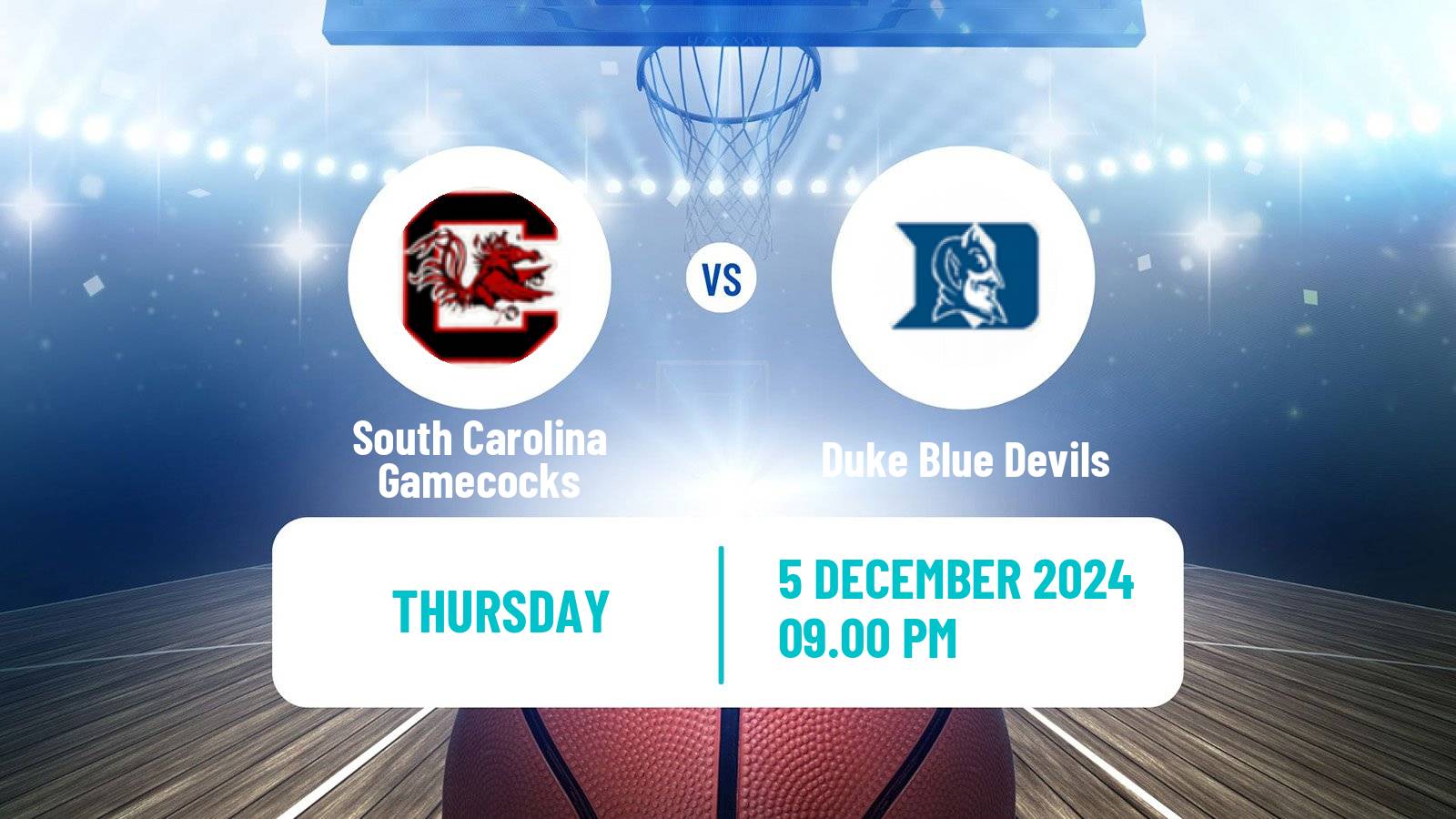 Basketball NCAA College Basketball Women South Carolina Gamecocks - Duke Blue Devils