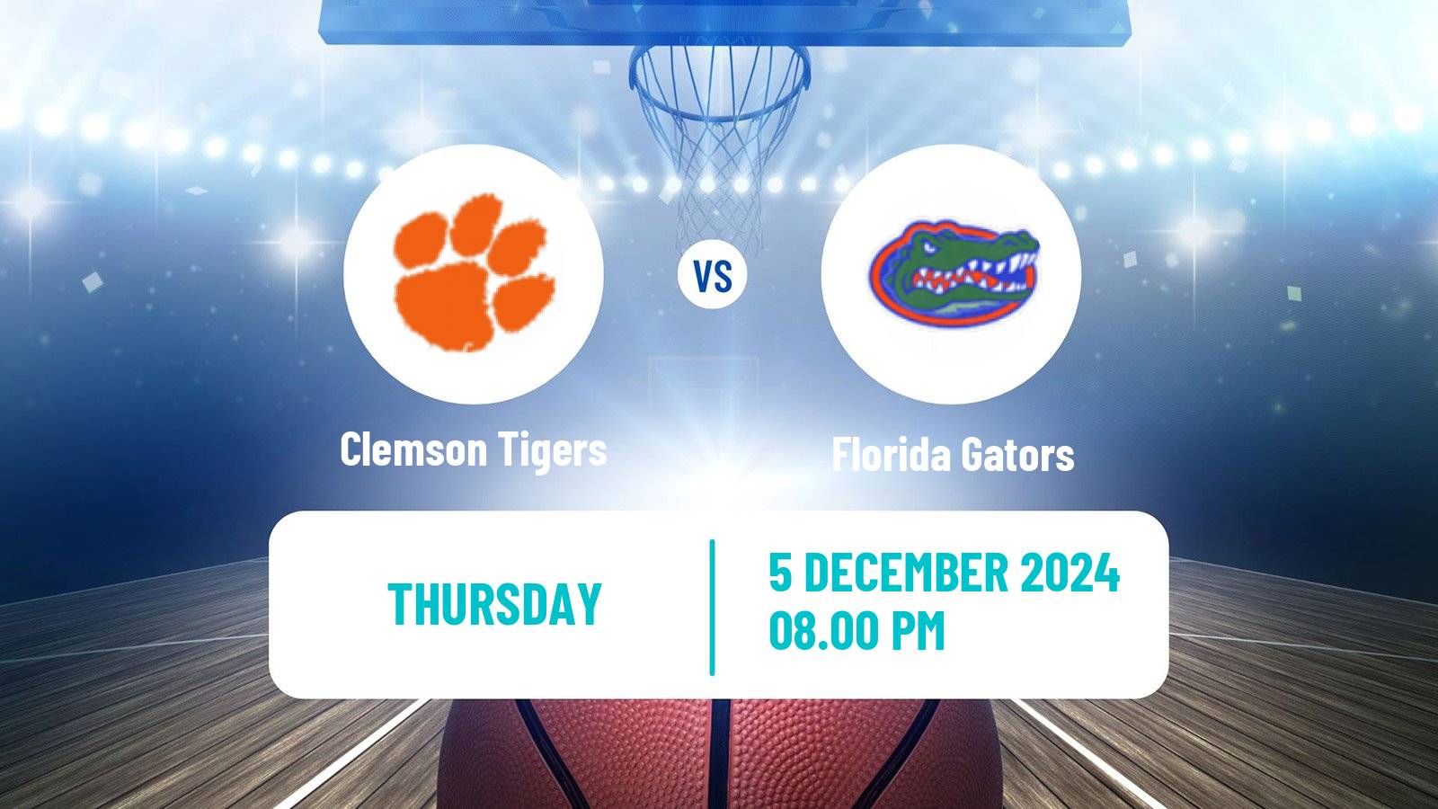 Basketball NCAA College Basketball Women Clemson Tigers - Florida Gators