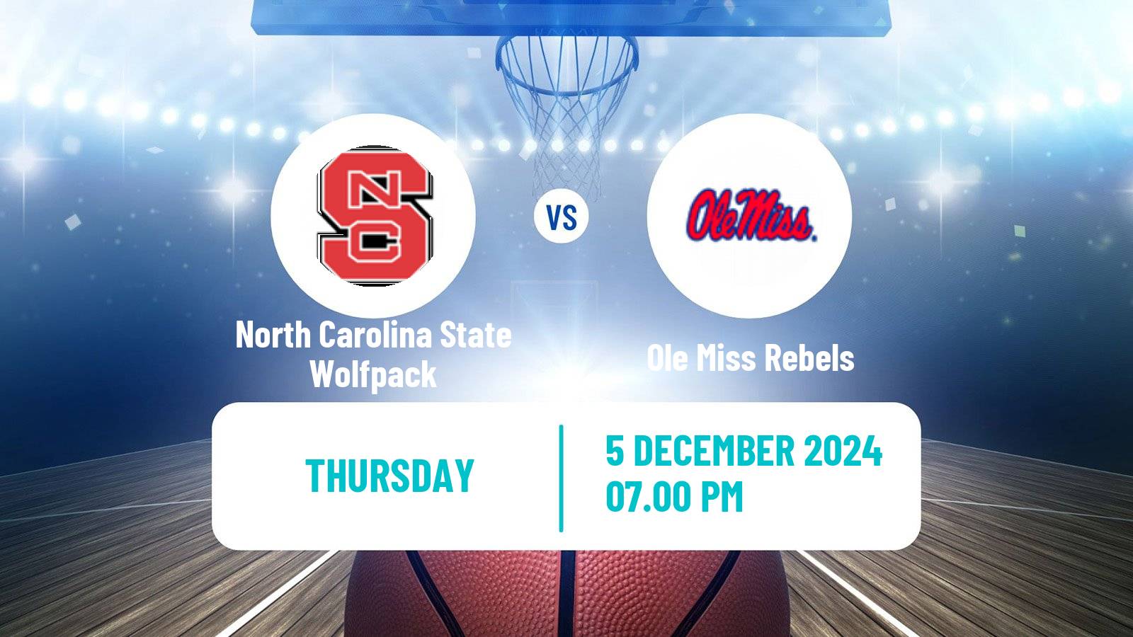 Basketball NCAA College Basketball Women North Carolina State Wolfpack - Ole Miss Rebels