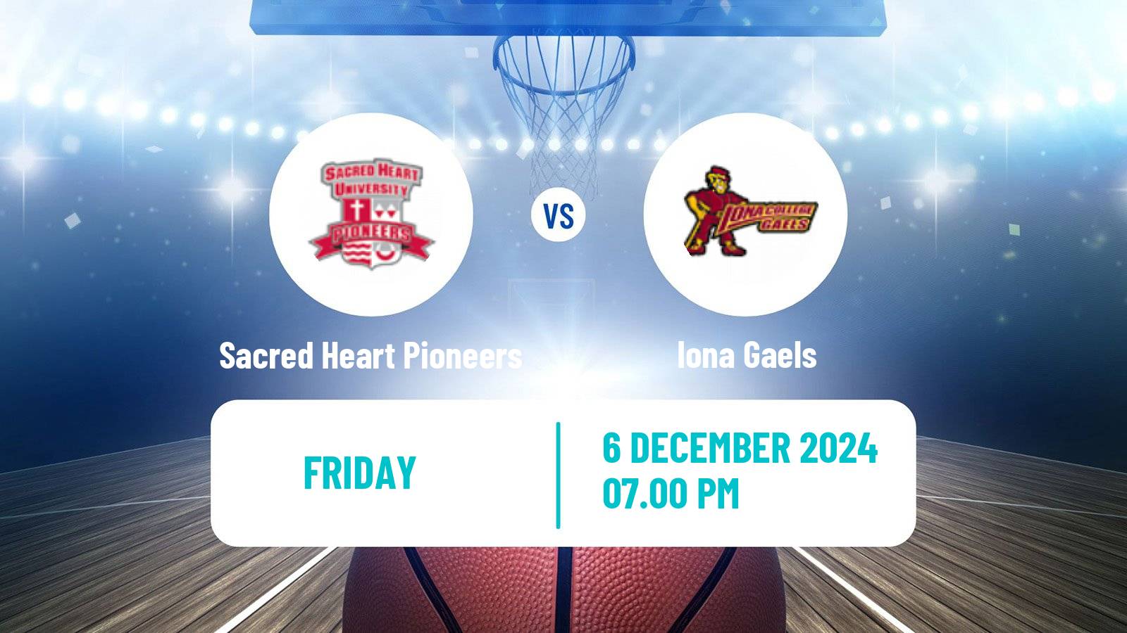 Basketball NCAA College Basketball Sacred Heart Pioneers - Iona Gaels