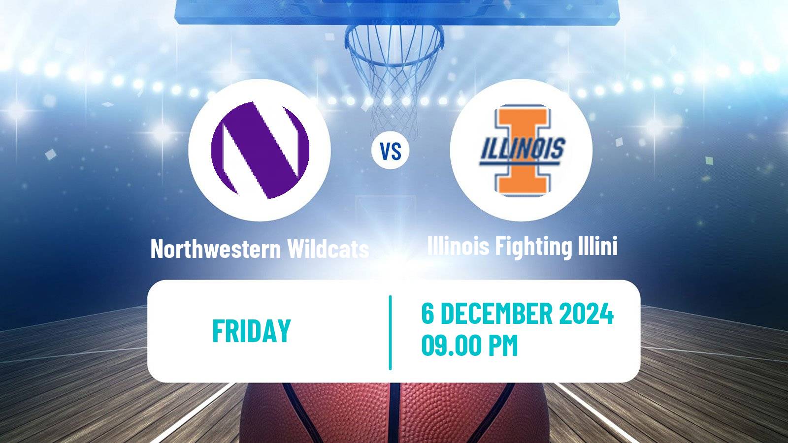 Basketball NCAA College Basketball Northwestern Wildcats - Illinois Fighting Illini