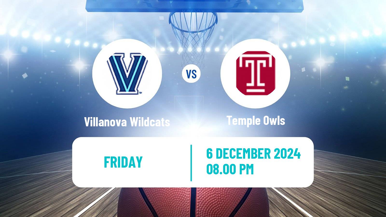 Basketball NCAA College Basketball Women Villanova Wildcats - Temple Owls