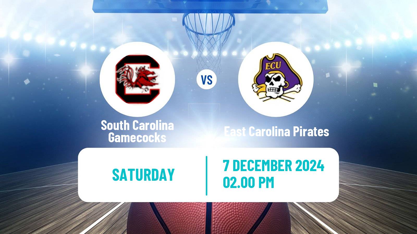 Basketball NCAA College Basketball South Carolina Gamecocks - East Carolina Pirates