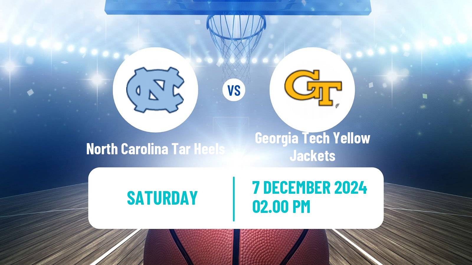 Basketball NCAA College Basketball North Carolina Tar Heels - Georgia Tech Yellow Jackets