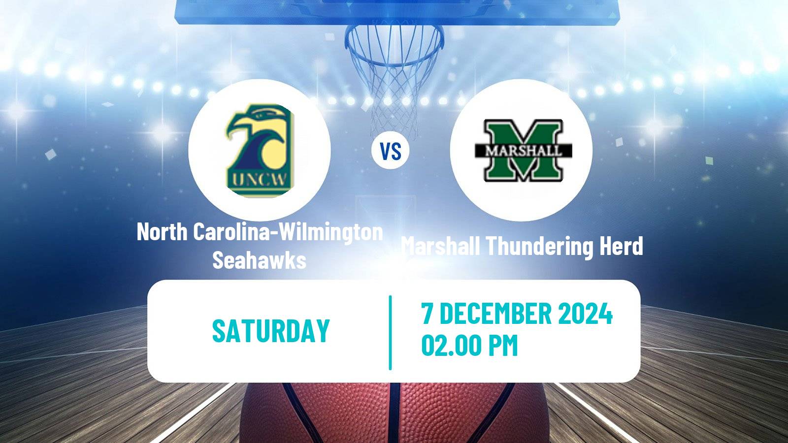 Basketball NCAA College Basketball North Carolina-Wilmington Seahawks - Marshall Thundering Herd