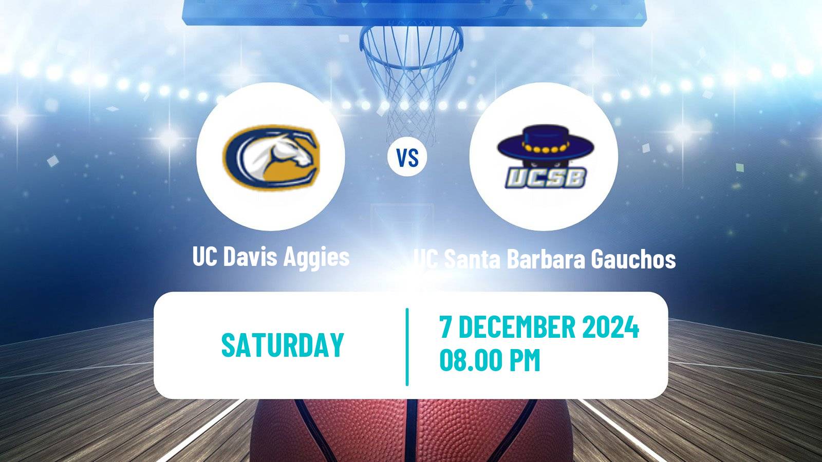 Basketball NCAA College Basketball UC Davis Aggies - UC Santa Barbara Gauchos