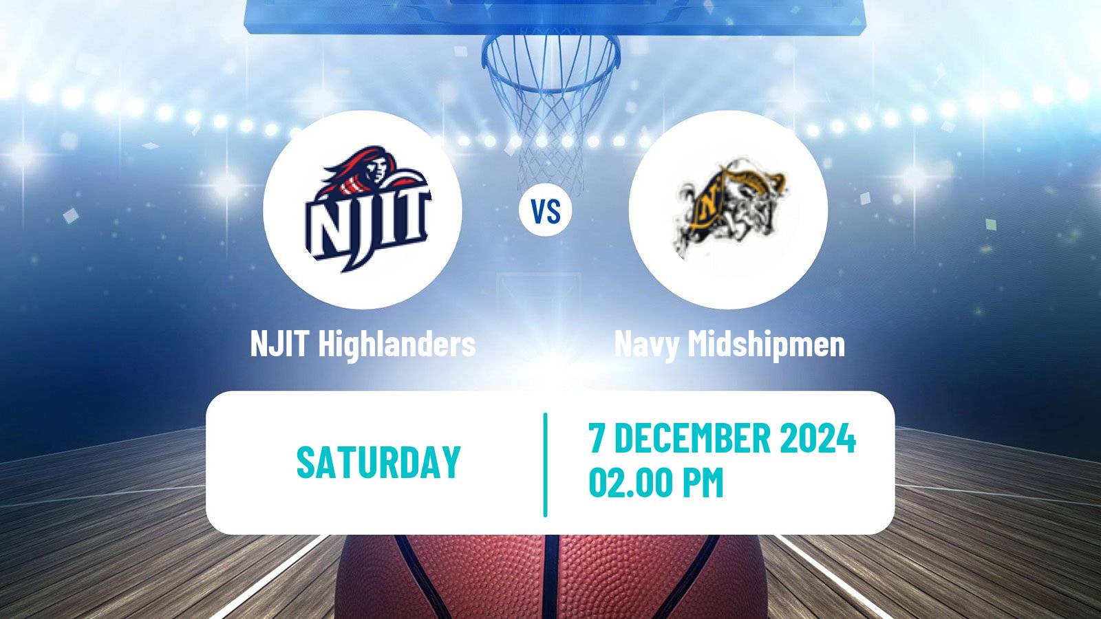 Basketball NCAA College Basketball NJIT Highlanders - Navy Midshipmen