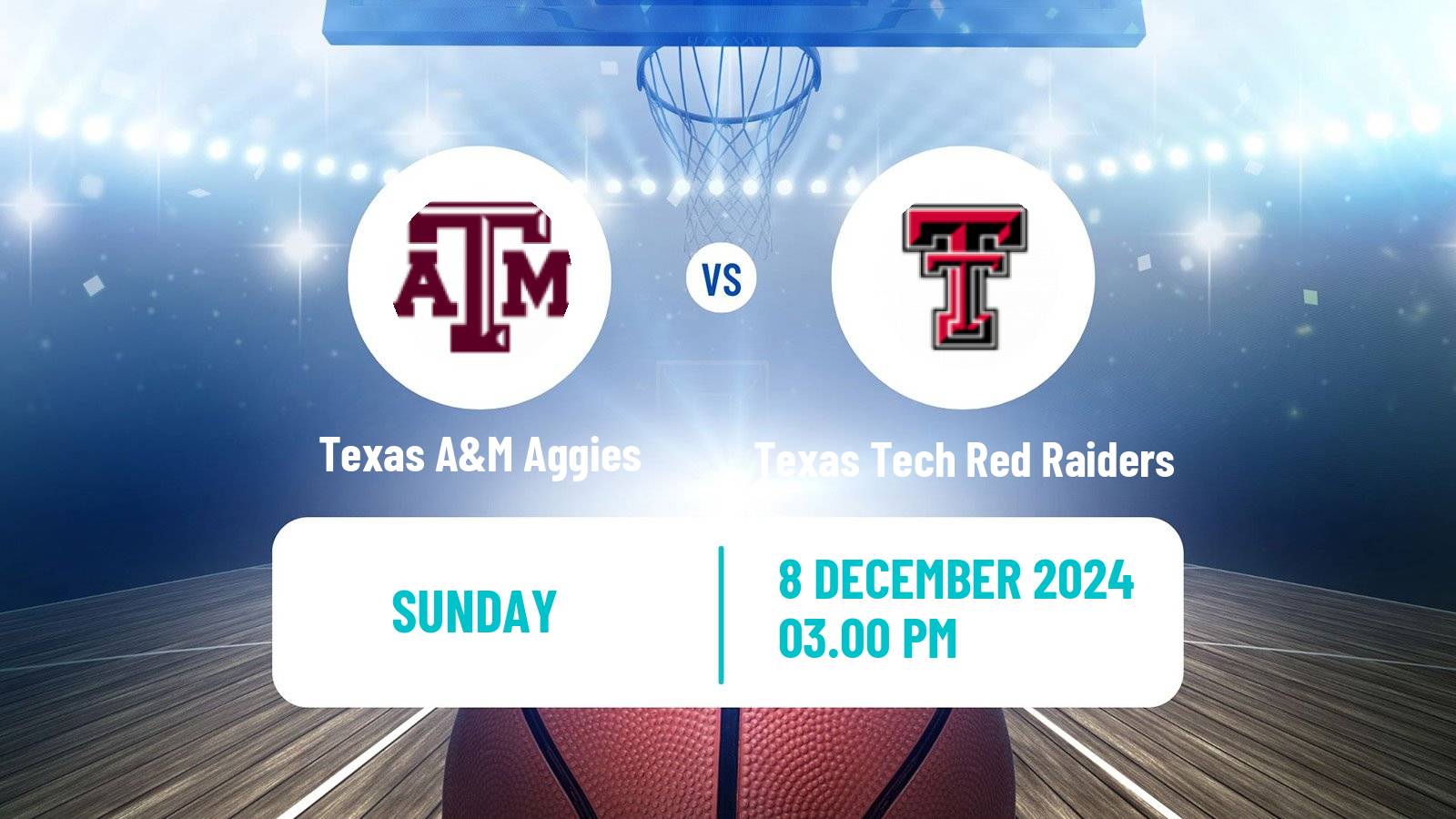 Basketball NCAA College Basketball Texas A&M Aggies - Texas Tech Red Raiders