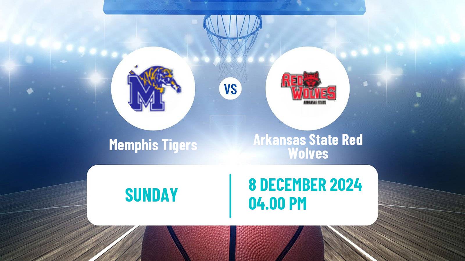 Basketball NCAA College Basketball Memphis Tigers - Arkansas State Red Wolves