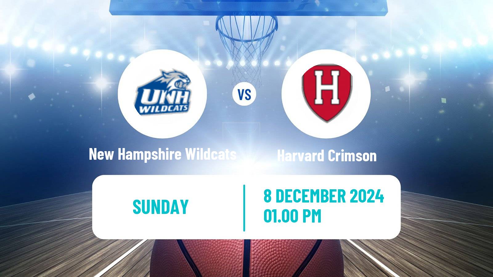 Basketball NCAA College Basketball New Hampshire Wildcats - Harvard Crimson