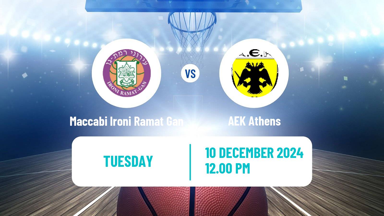 Basketball Champions League Basketball Maccabi Ironi Ramat Gan - AEK Athens