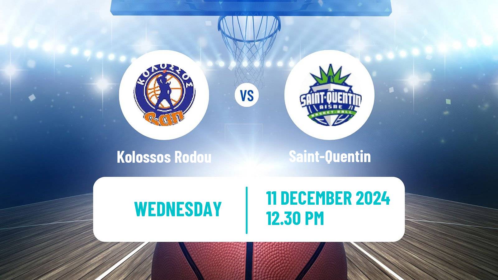 Basketball Champions League Basketball Kolossos Rodou - Saint-Quentin