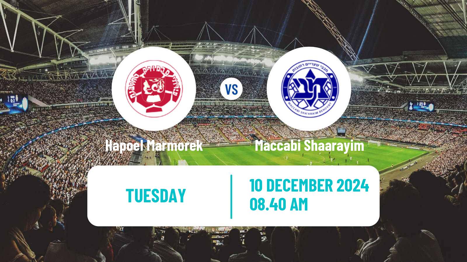 Soccer Israeli Liga Alef South Hapoel Marmorek - Maccabi Shaarayim