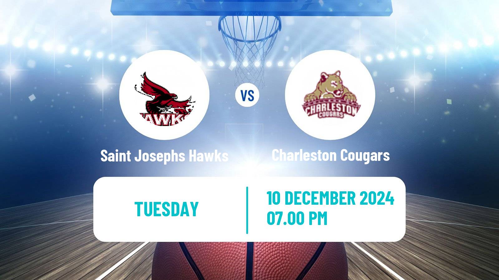 Basketball NCAA College Basketball Saint Josephs Hawks - Charleston Cougars